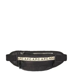 A.P.C Mens Logo Tape Waistbag Black ONE Size