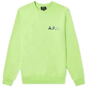 A.P.C. Men's Michael Fluorescent Logo Sweatshirt Light Green S