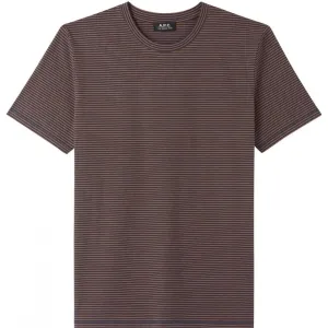 A.P.C Men's Aurelian Stripe Cotton T-shirt Brown S