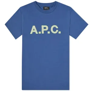 A.P.C Men's Logo T-shirt Blue M