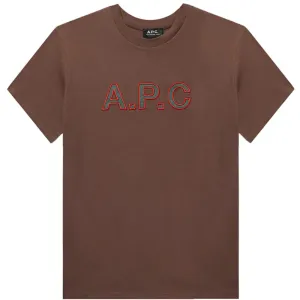 A.P.C Men's Logo T-shirt Brown L