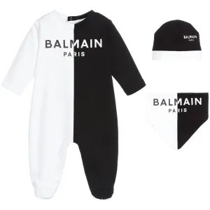 Balmain Boys White & Black Cotton Babygrow Gift Set Unisex Black/white 12M #707855
