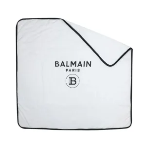 Balmain Unisex Logo Blanket White - ONE SIZE WHITE