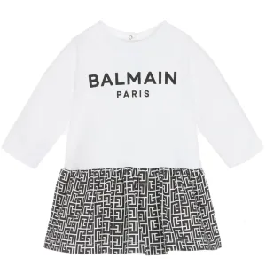 Balmain Baby Girls Logo Dress White 12M