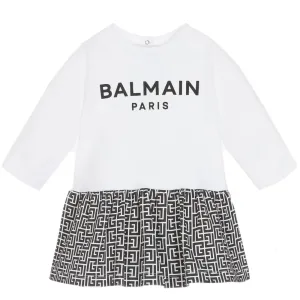 Balmain Baby Girls Logo Dress White 18M