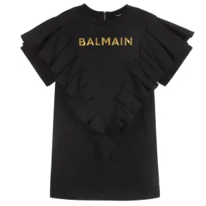 Balmain Girls T-shirt Dress Black 12Y