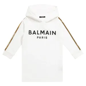 Balmain Cotton Logo Hoodie White 10Y