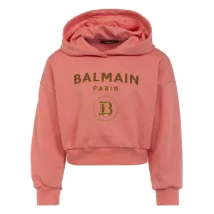 Balmain Logo Hoodie Pink 10Y