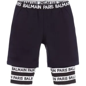 Balmain Boys Logo Layered Shorts Navy 14Y
