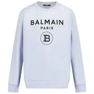 Balmain Kids Unisex Logo Sweater Blue 6Y
