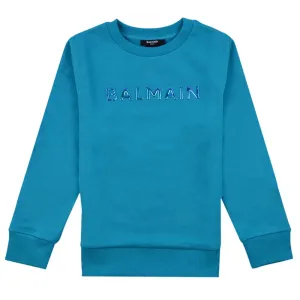 Balmain Unisex Embossed Logo Sweater Blue 4Y