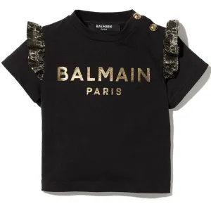 Balmain Baby Girls Logo T-shirt Black 36M