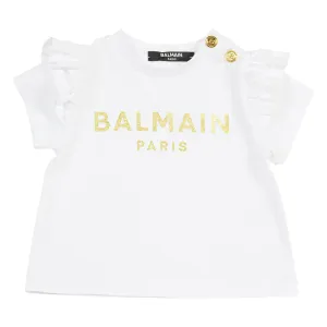 Balmain Baby Girls Logo T-shirt White 36M