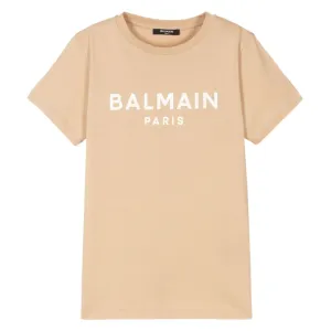 Balmain Boys Classic Logo T-shirt Beige 4Y