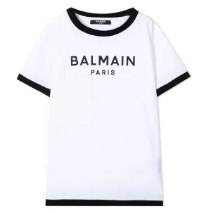 Balmain Boys Logo Cotton T-shirt White 6Y