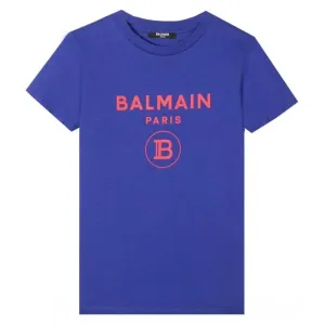 Balmain Boys Logo T-shirt Blue - BLUE 8Y