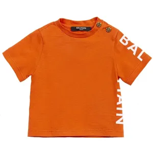 Balmain Cotton T-shirt Orange 12M