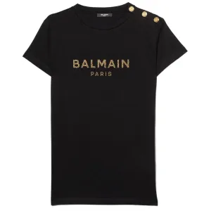 Balmain Girls Logo T-shirt Black 12Y #354976