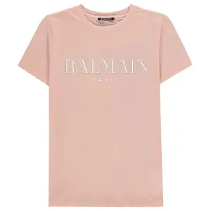 Balmain Girls Logo T-shirt Pink 4Y