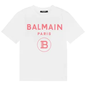 Balmain Girls Logo T-shirt White 4Y