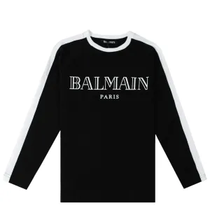 Balmain Paris Boys Long Sleeve T-shirt Black 8Y