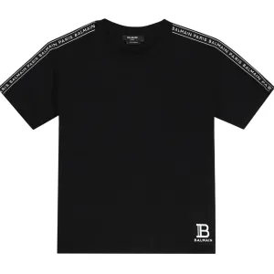 Balmain Unisex Paris Logo T-shirt Black 8Y