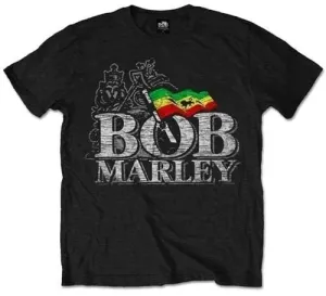 Bob Marley Camiseta de manga corta Distressed Logo Black L