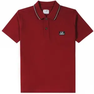 C.P Company Boys Tipped Logo Polo Shirt Red 14Y