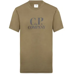 C.P. Company Boys Goggle Logo T-shirt Khaki Green 10Y