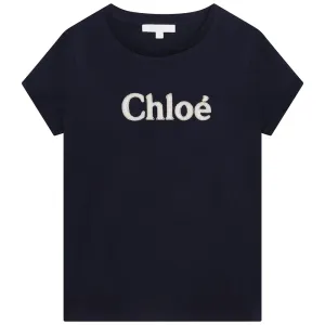 Chloe Girls Embroidered T-shirt Navy 10Y