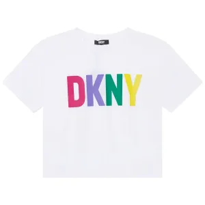Dkny Girls Multicoloured Logo T-shirt White 14Y