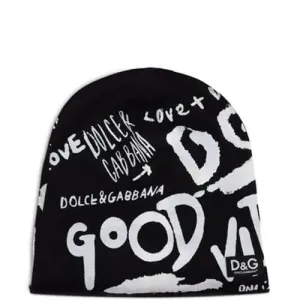 Dolce & Gabbana Boys Graffiti Print Beanie in Black L