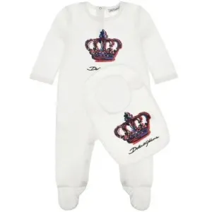 Dolce & Gabbana Baby Boys Bib Babygrow Set White 9/12m