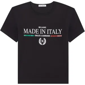 Dolce & Gabbana Boys Made In Italy Flag T-shirt Black 12Y