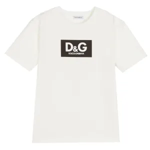 Dolce & Gabbana Boys Oversized Logo T-shirt Cream 12Y