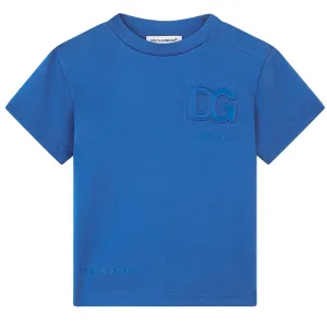 Dolce & Gabbana Jersey T-shirt With Embossed Logo Blue 12M