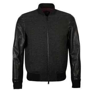 Dsquared2 Men's Leather Sleeved Bomber Jacket Black L #708260