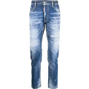 Dsquared2 Men's Paint Splatter Distressed Jeans Blue 32W