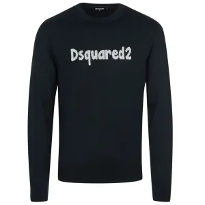 Dsquared2 Mens Crew Neck Knitted Jumper Black XL