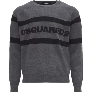 Dsquared2 Mens Twin Line Knitted Jumper Grey M