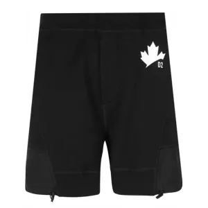 Dsquared2 Men's Black Maple Leaf Print Jersey Sweat Shorts S