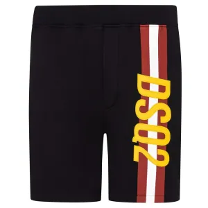 Dsquared2 Men's Stripe Dsq2 Logo Jogger Shorts Black L