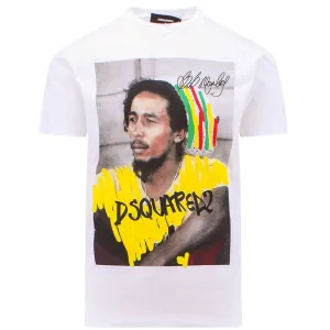 Dsquared2 Mens Bob Marley Print T-shirt White S