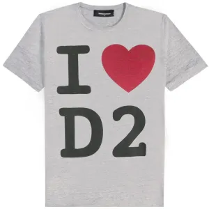 Dsquared2 Men's 'I Love D2' Print T-shirt Grey M