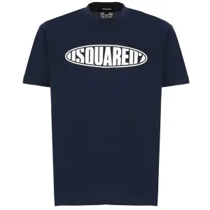 Dsquared2 Mens Logo Print T-shirt Blue L Navy