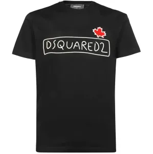Dsquared2 Men's Maple Leaf Logo Doodle-print T-shirt Black XL