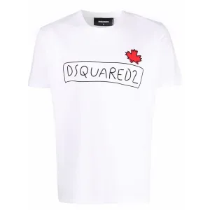 Dsquared2 Men's Maple Leaf Logo Doodle-print T-shirt White M