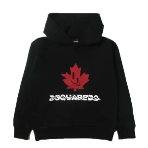 Dsquared2 Boys Maple Leaf Logo Print Hoodie Black 12Y