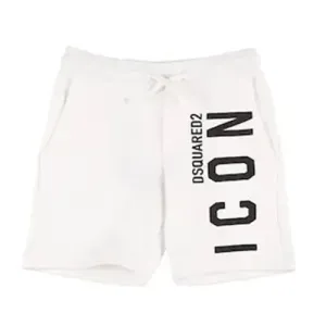 Dsquared2 Boys Icon Print Cotton Shorts White 6Y