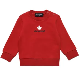 Dsquared2 Baby Boys Logo Print Cotton Sweatshirt Red 18M